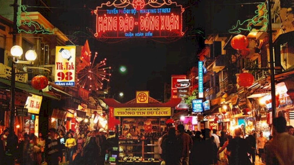 A bustling scene at Hanoi Weekend Night Market